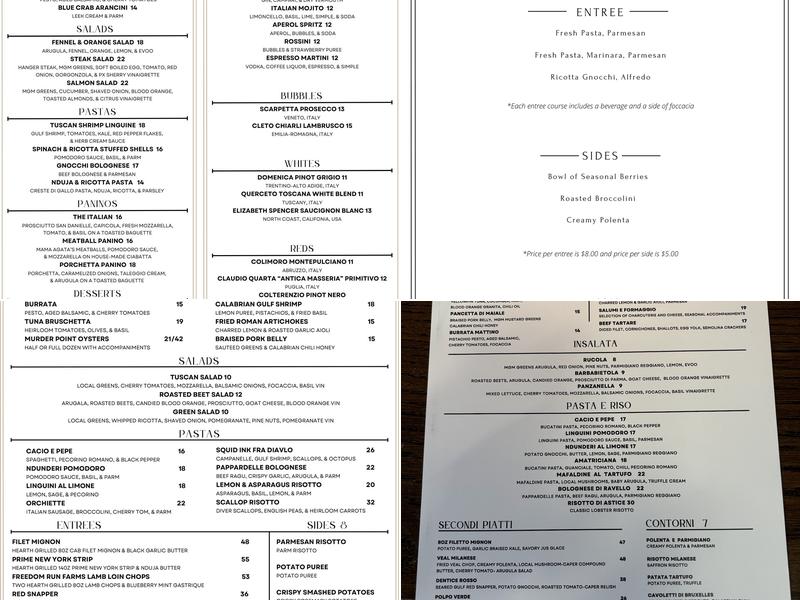 Ravello Ristorante Menu