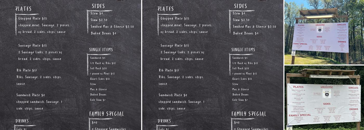 Cheek’s Stew Life BBQ/Doc’s Bar Menu