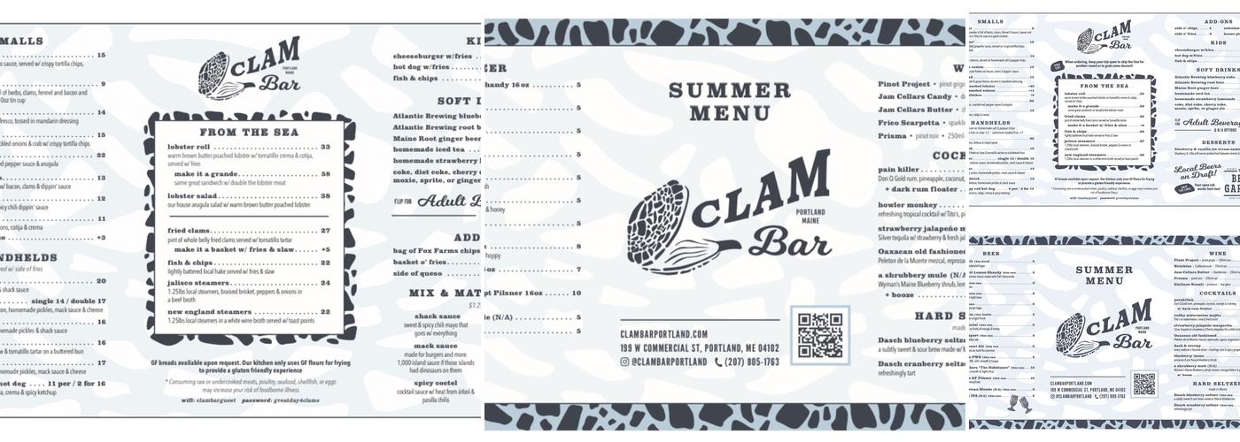 Clam Bar Menu