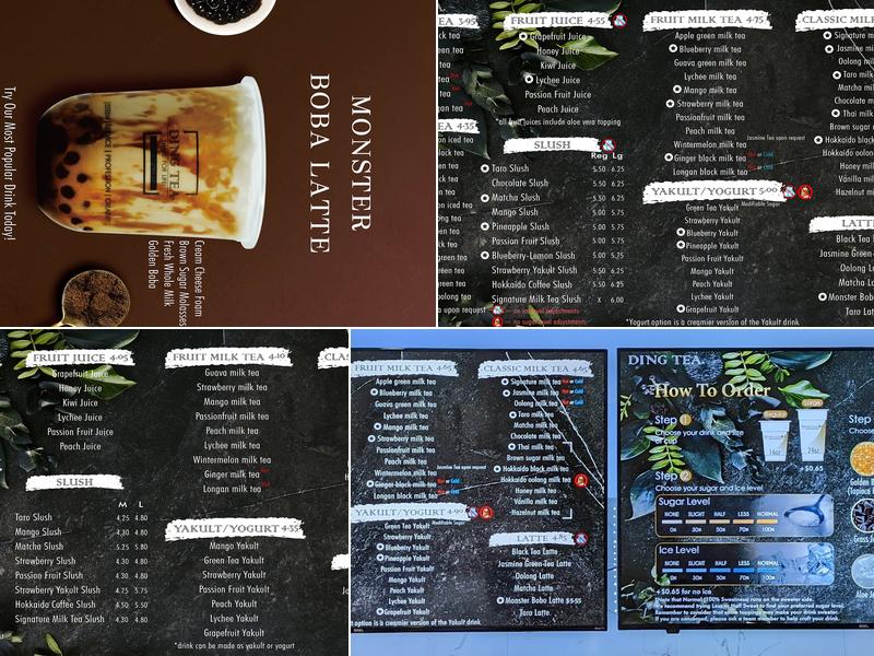 Ding Tea Tucson Menu
