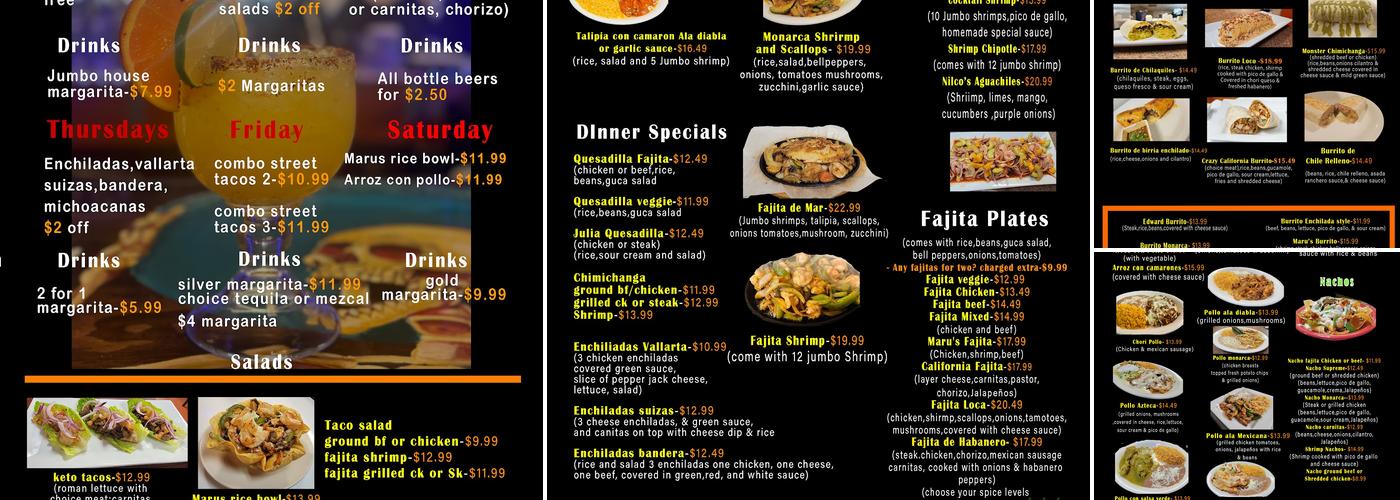 El Monarca Mexican Restaurant Menu