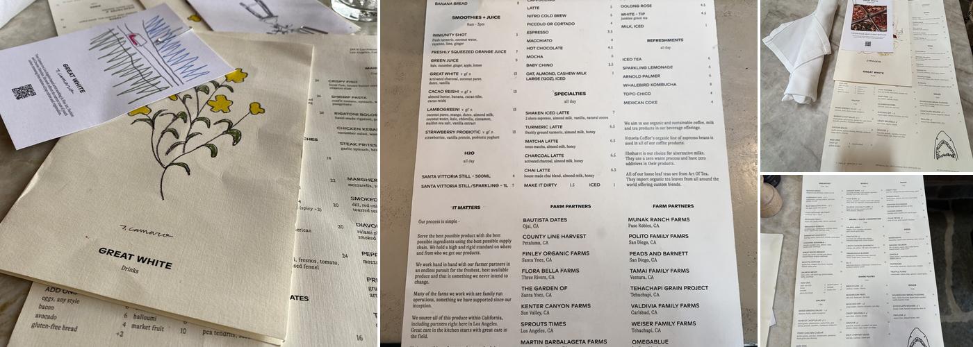 Great White Menu