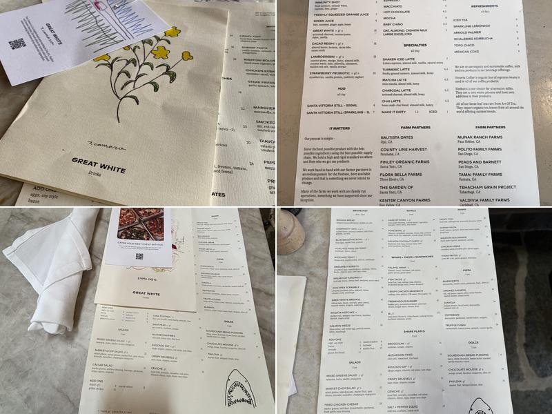 Great White Menu