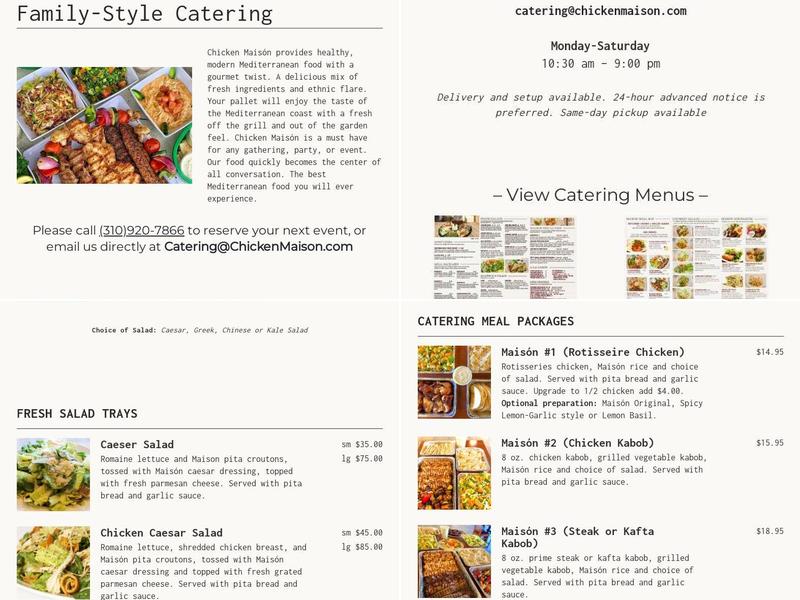 Chicken Maisón Menu