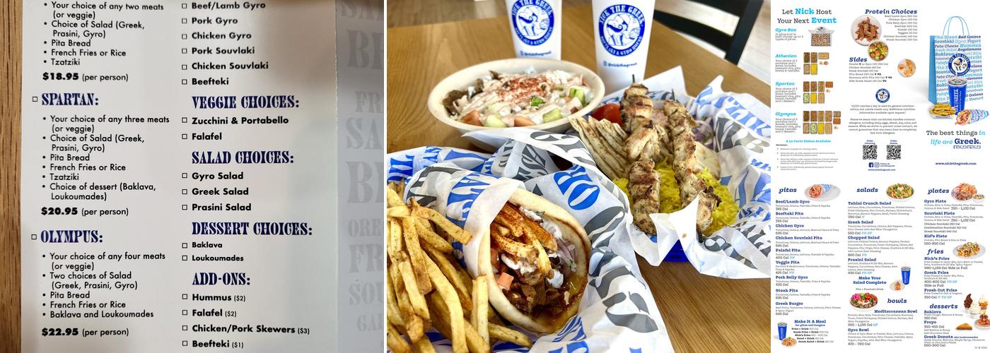 Nick the Greek Menu