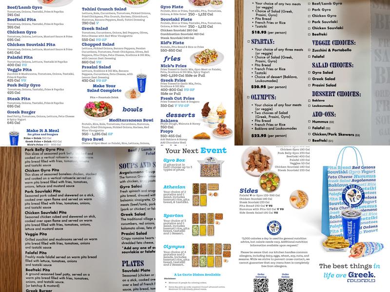 Nick the Greek Menu