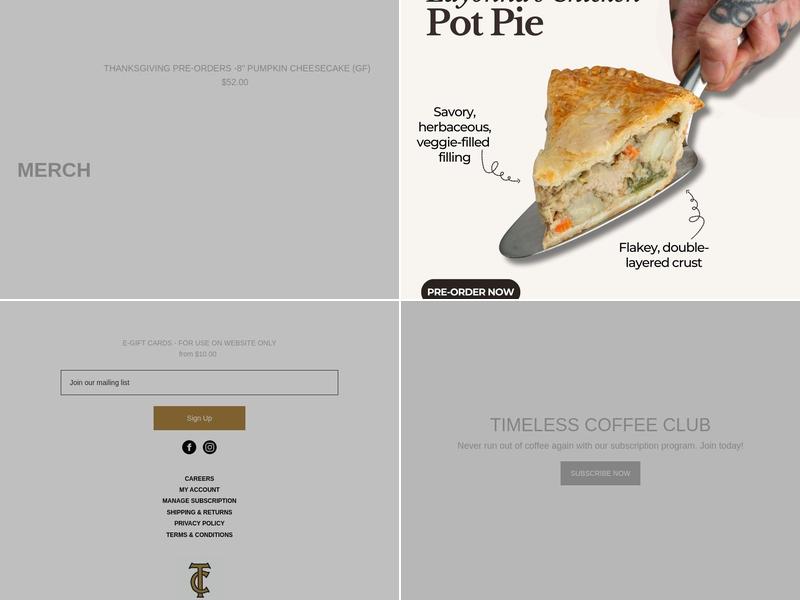 Timeless Coffee Menu