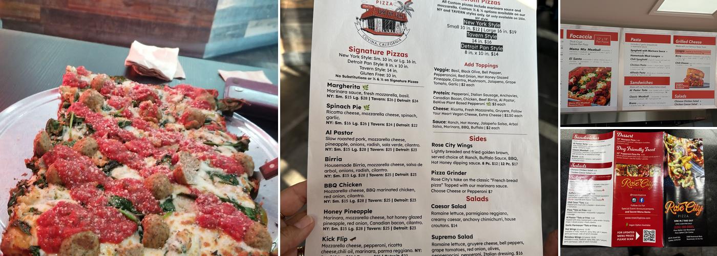 Rose City Pizza Menu