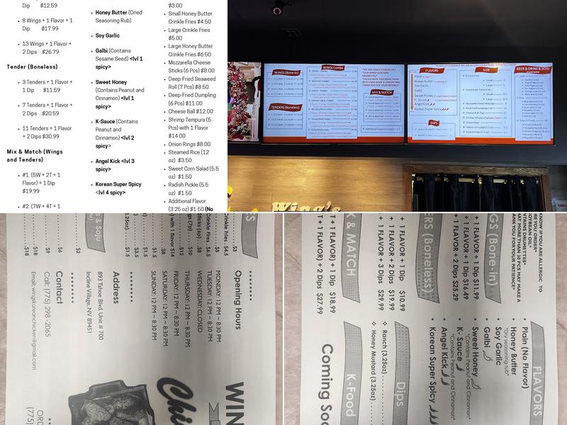Wing's Korean Chicken Menu