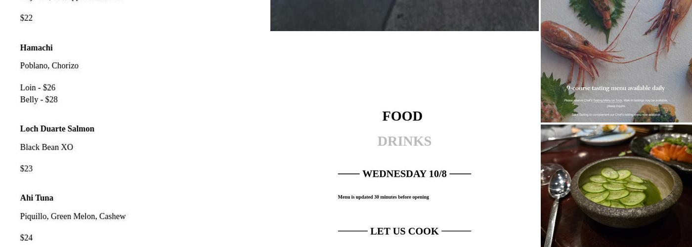 One Fish Raw Bar Menu