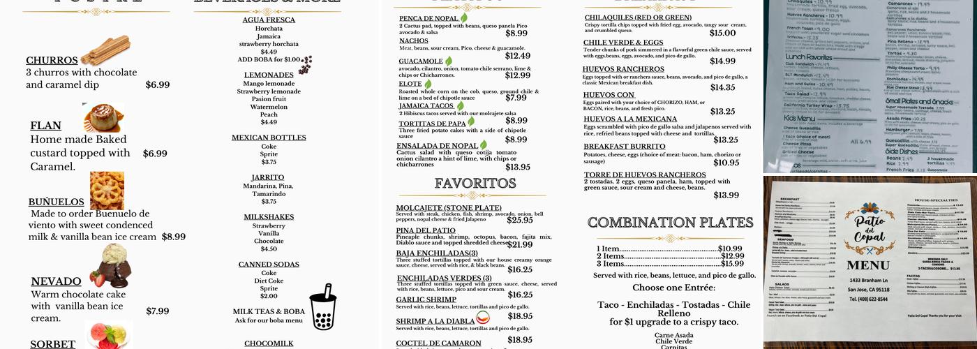 Patio Del Copal Menu