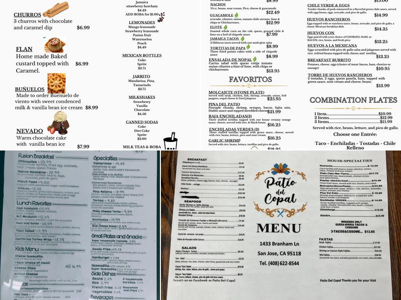 Patio Del Copal Menu