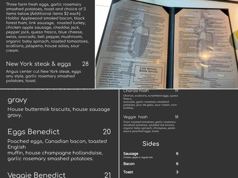 Cafe Mimosa Menu