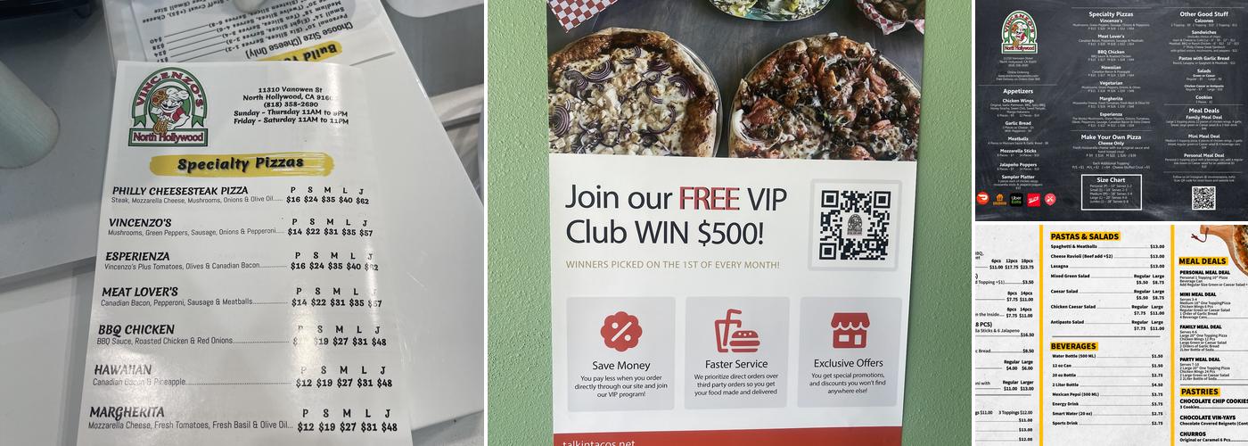 Vincenzo's Pizza of NoHo Menu