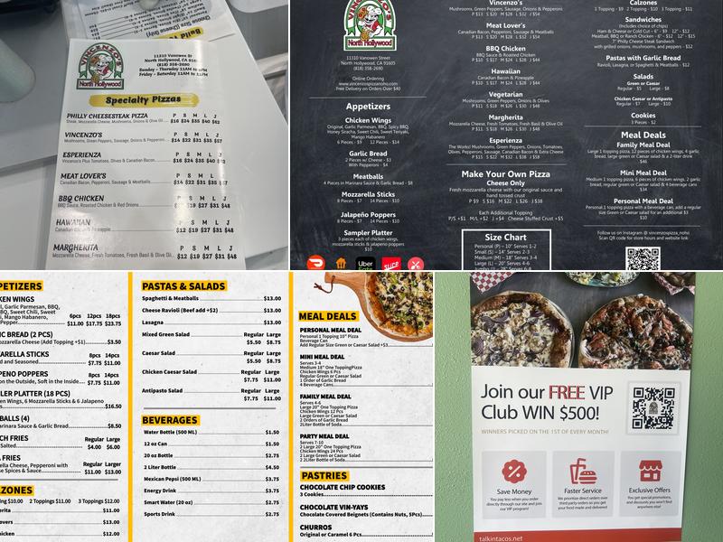 Vincenzo's Pizza of NoHo Menu