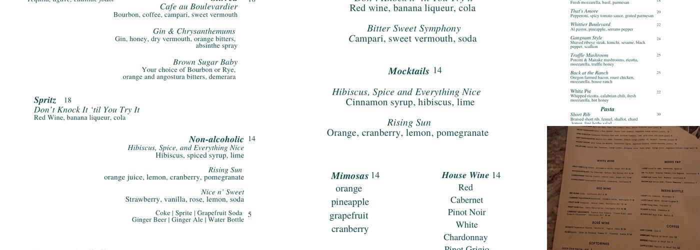 Zaya Menu