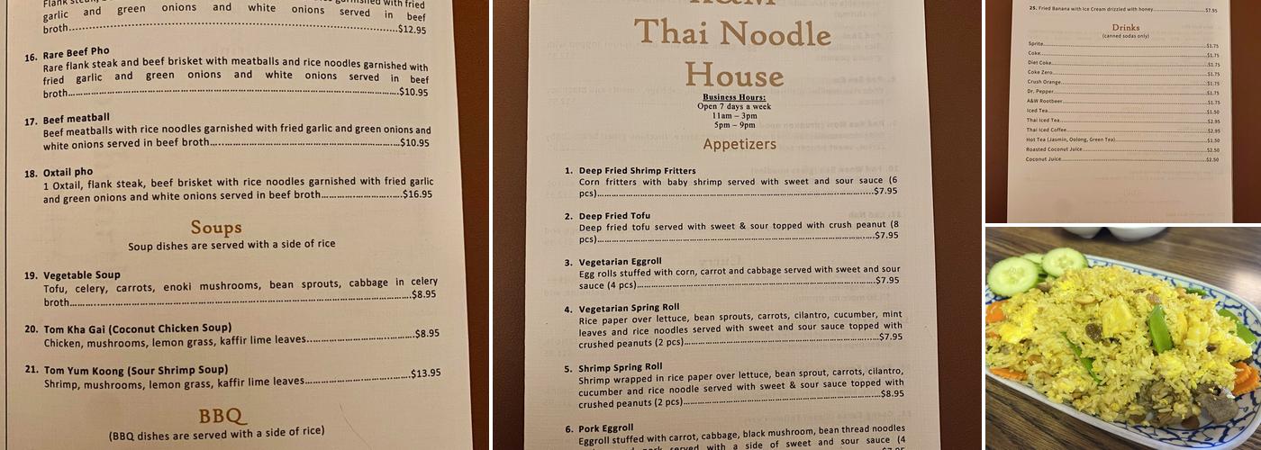 K&M Thai Noodle House Menu