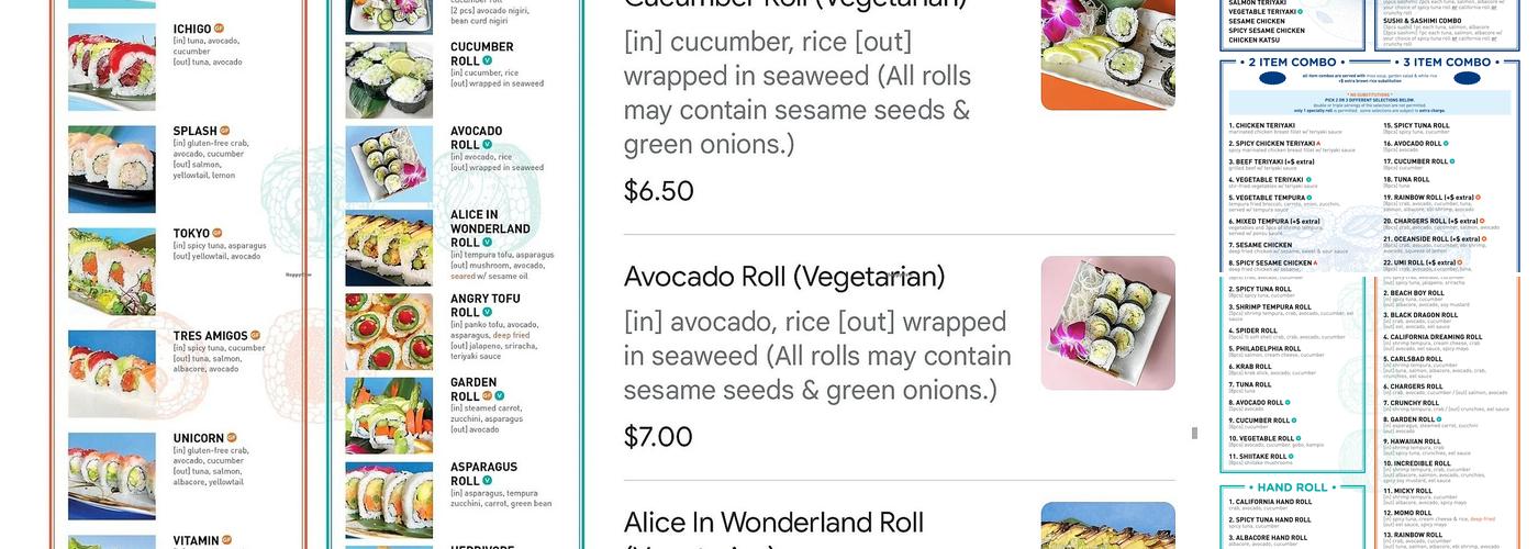 Hooked On Sushi Menu