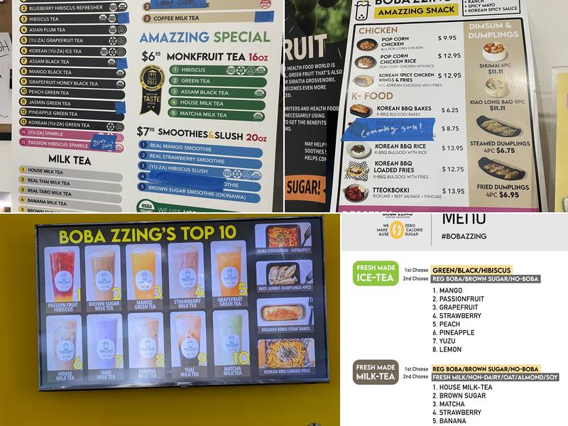 Boba Zzing Menu