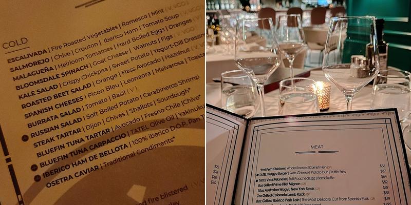 Tatel Beverly Hills Menu