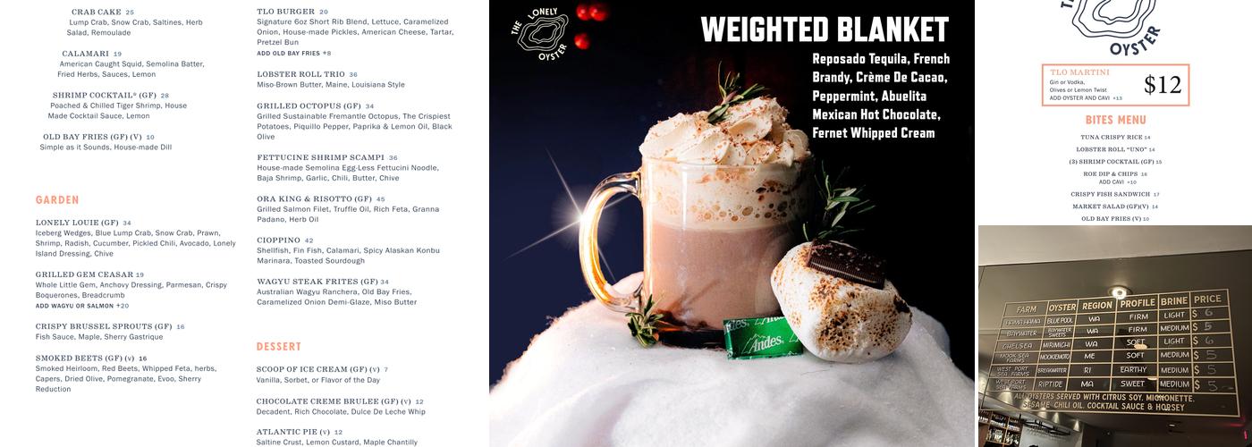 The Lonely Oyster Menu