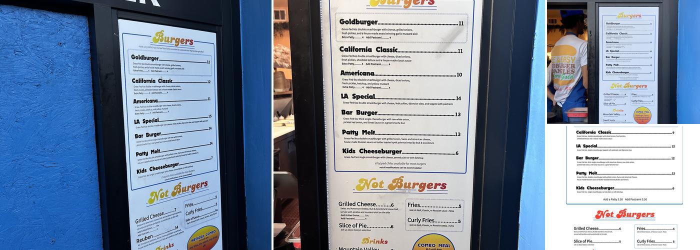 Goldburger Los Feliz Menu