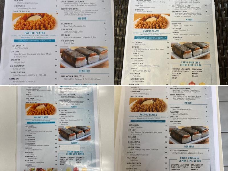 Pacific Plate Menu