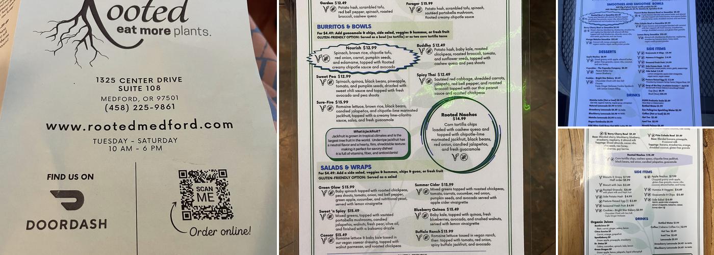 Rooted: Eat More Plants Menu