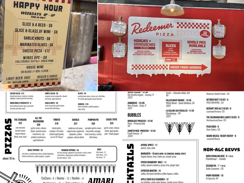 Redeemer Pizza Menu