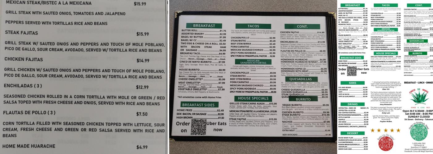 CINCO DE MAYO Menu