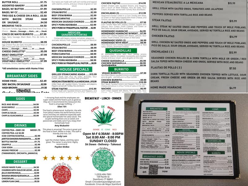 CINCO DE MAYO Menu