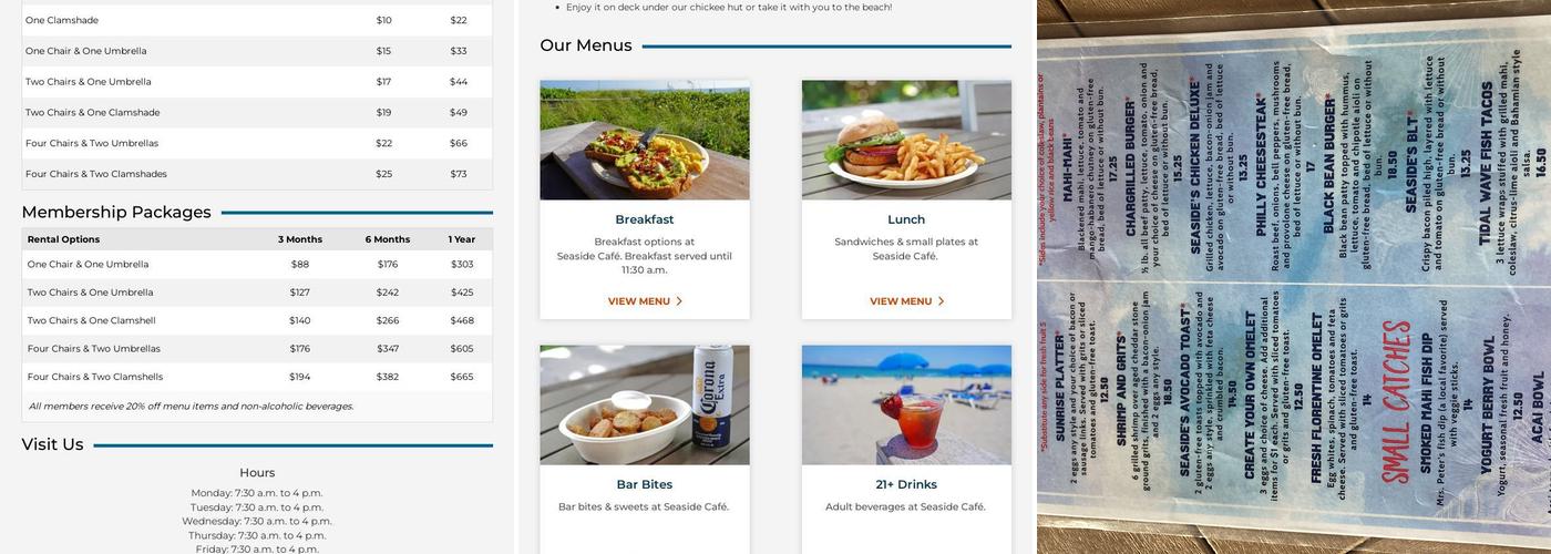 Seaside Café Menu