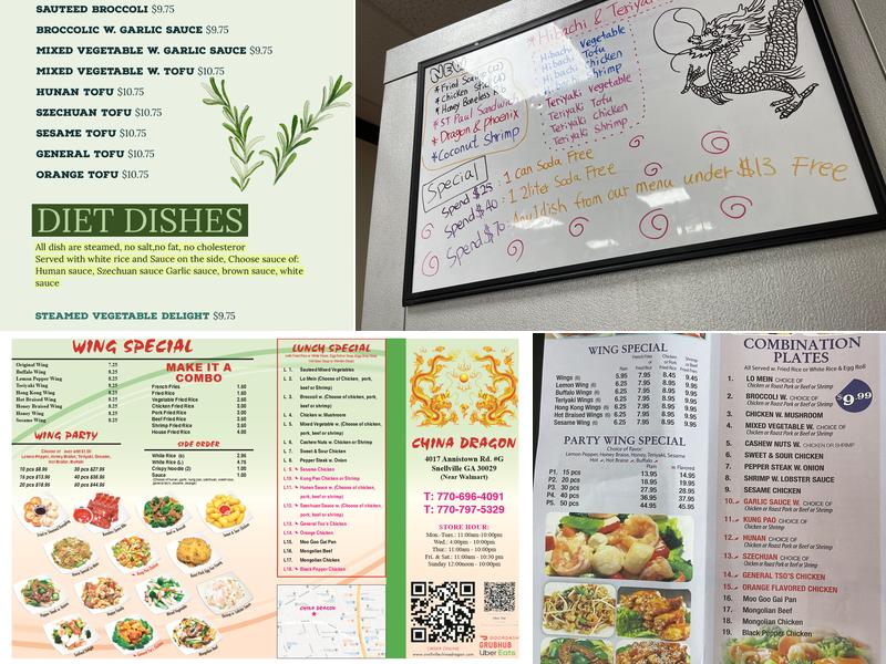China Dragon Menu