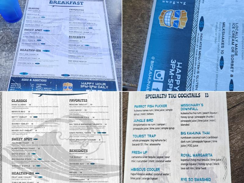 Big Kahuna Beach Grill Menu