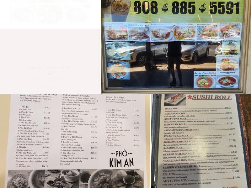 Pho Kim An Menu