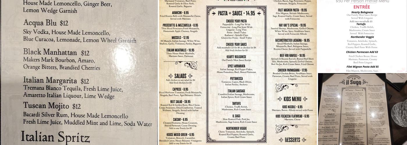 il Sugo Italian Kitchen Menu