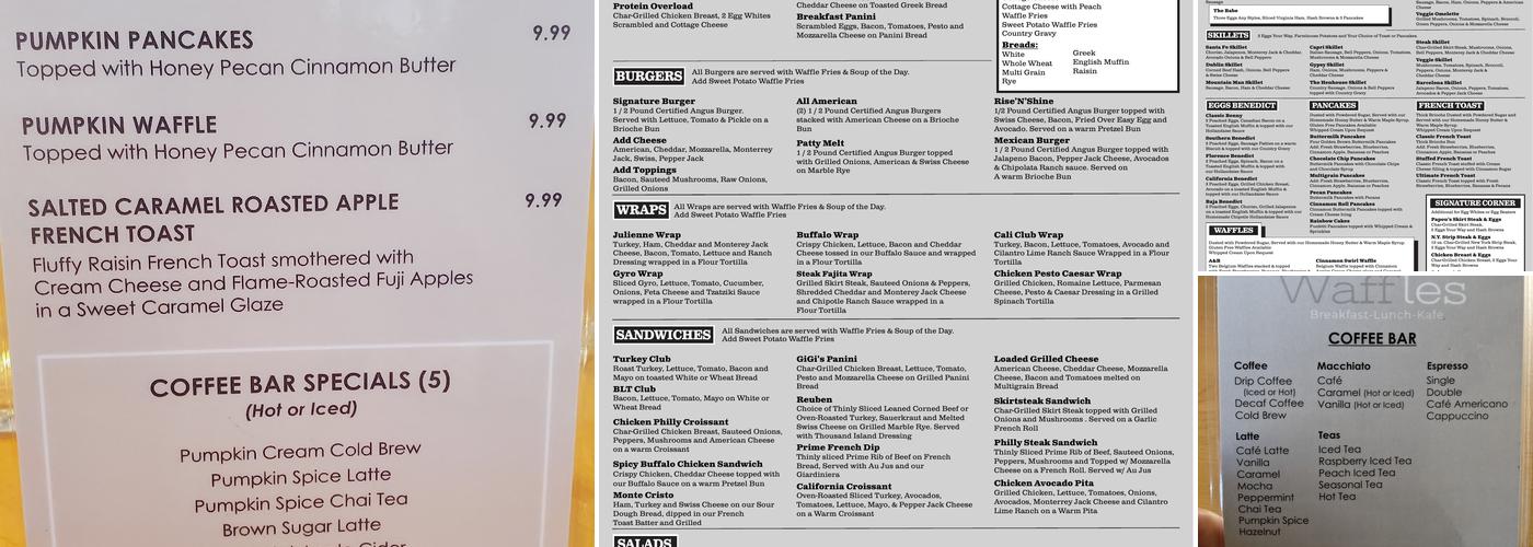 Waffles Kafé Menu