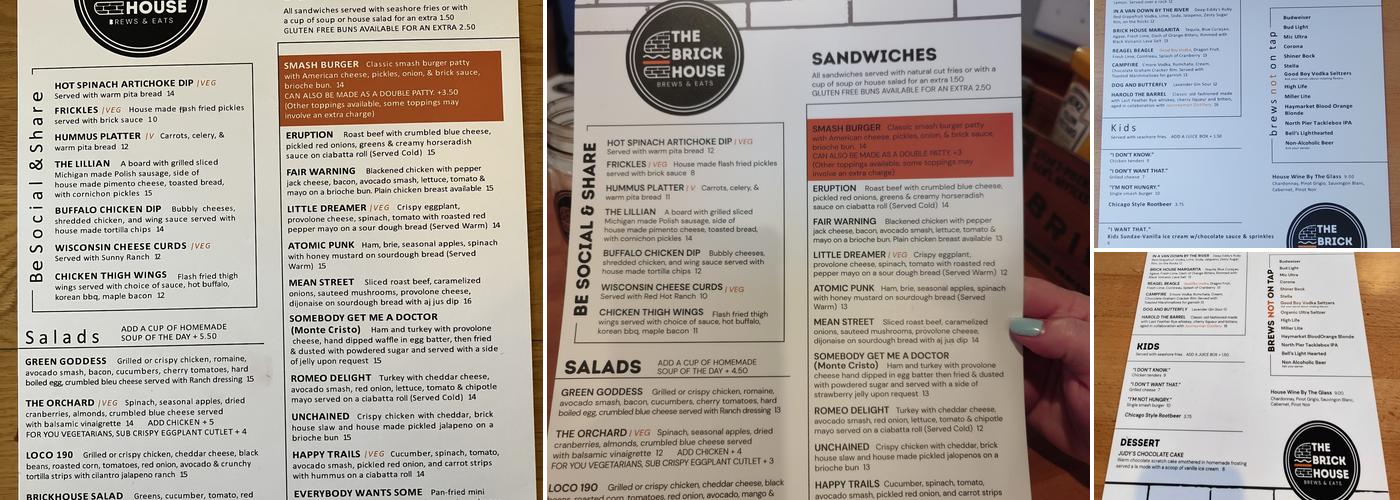 The Brick House Menu
