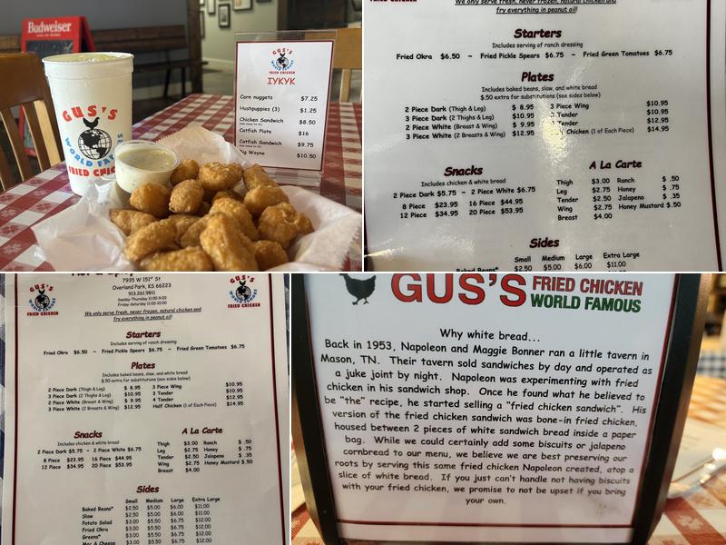 Gus's World Famous Fried Chicken Menu