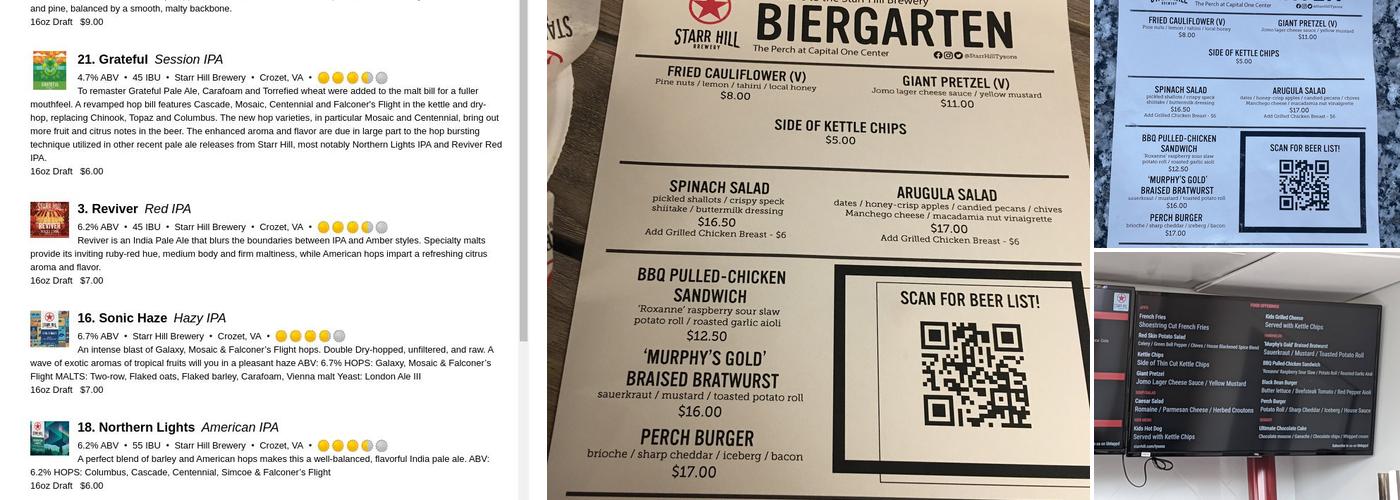 Starr Hill Tysons Biergarten Menu