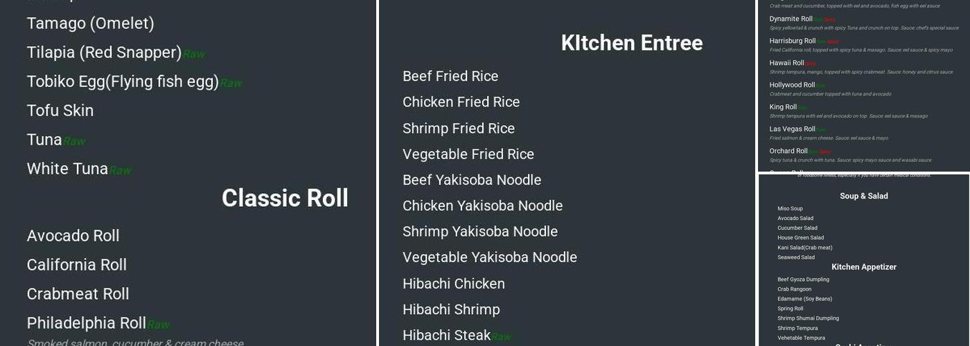 Sushi Heaven Menu