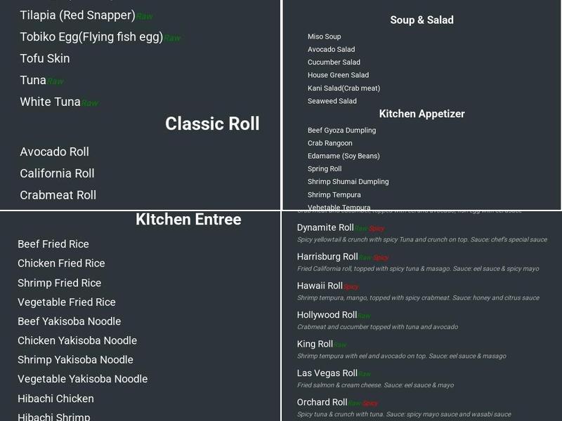 Sushi Heaven Menu
