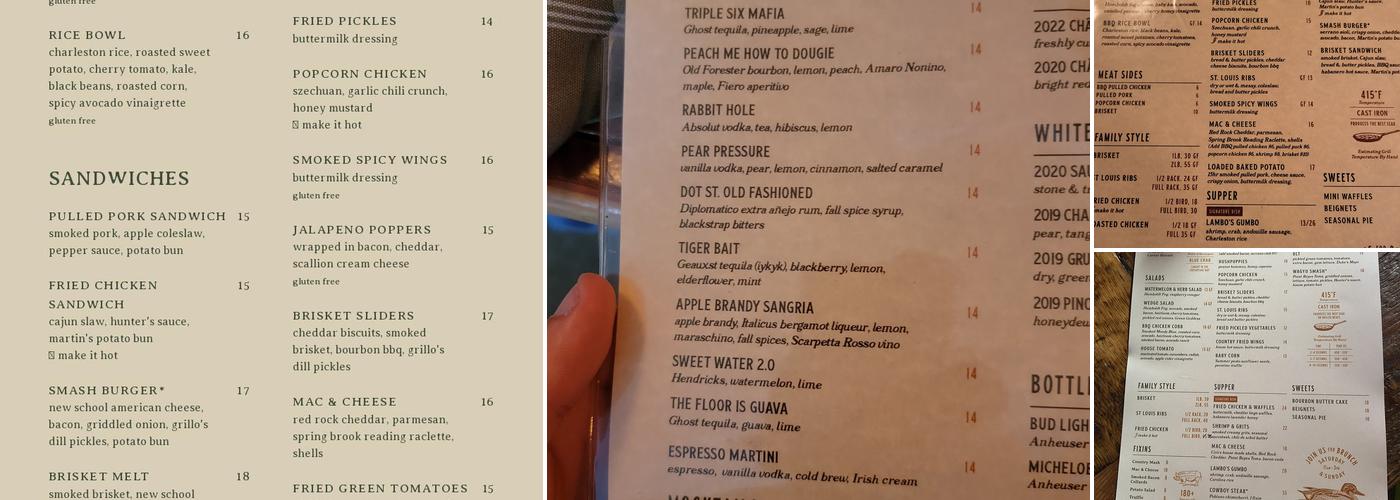 Hunter's Kitchen and Bar Menu