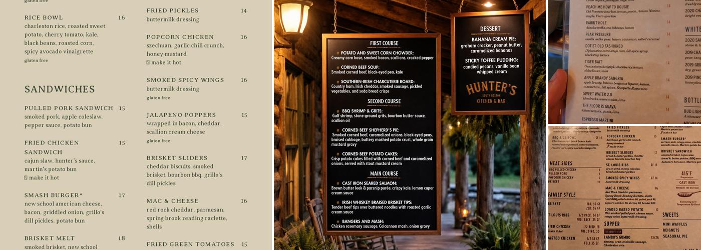 Hunter's Kitchen and Bar Menu