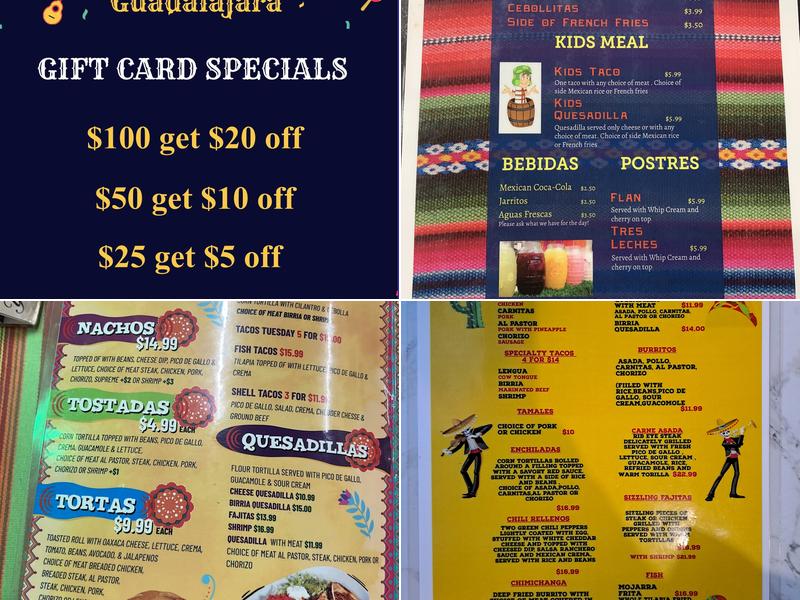 Taqueria Guadalajara Menu
