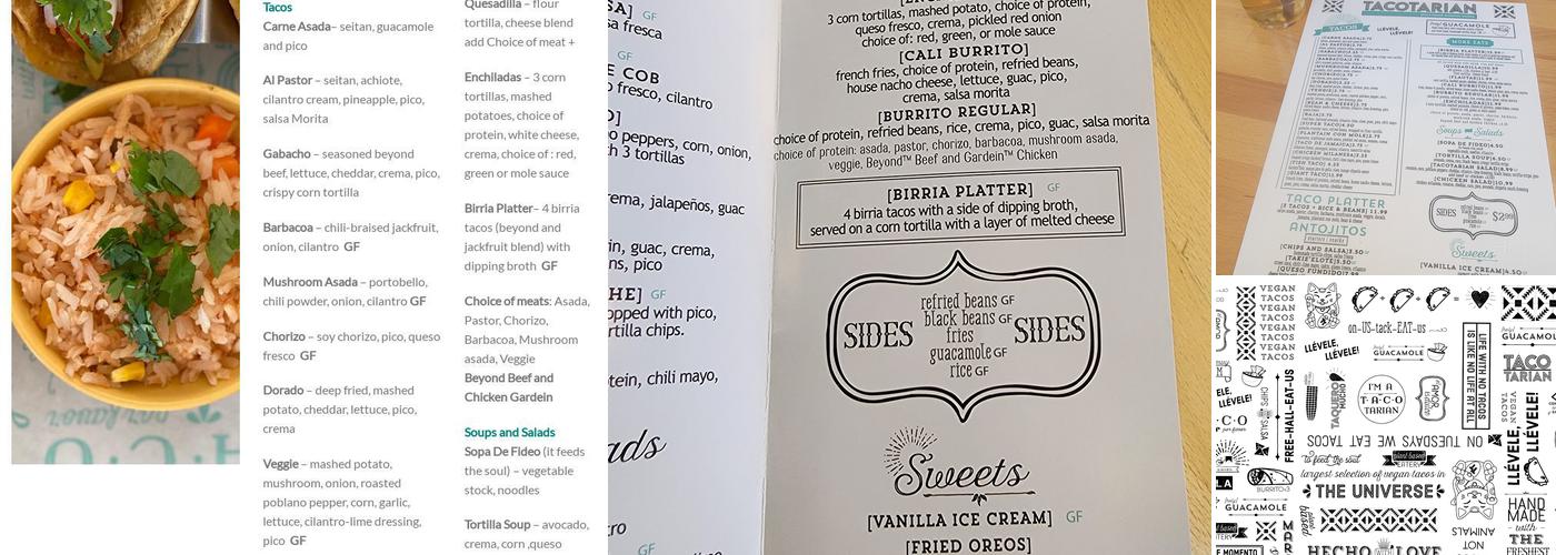 Tacotarian Menu