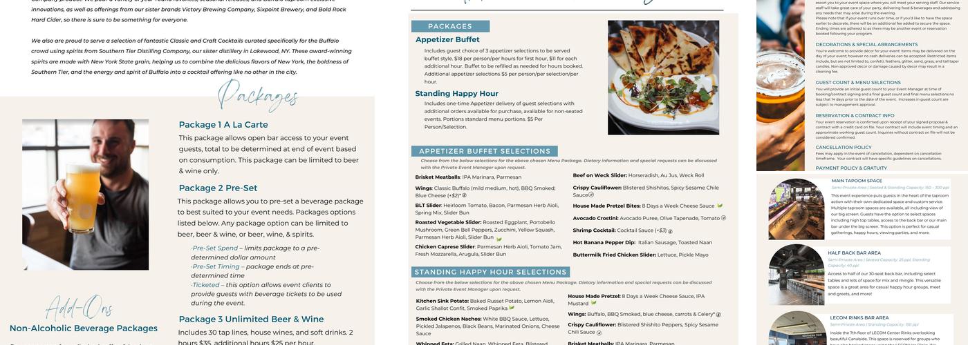 Southern Tier Brewery Buffalo Menu