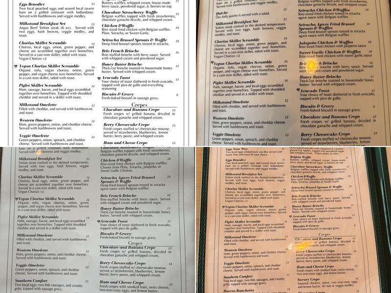 Milkstand Restaurant Menu