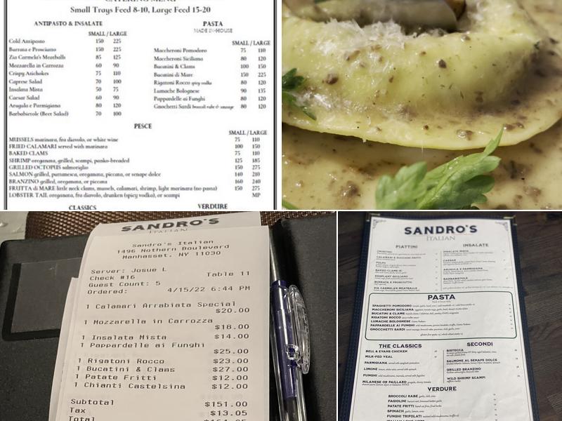 Alessandro's Italian Menu