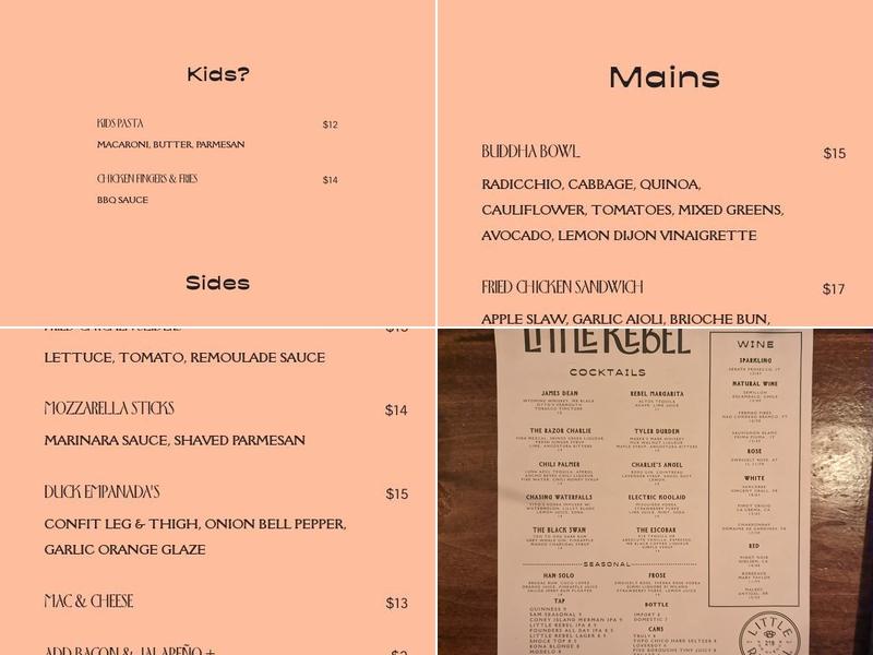 Little Rebel Menu